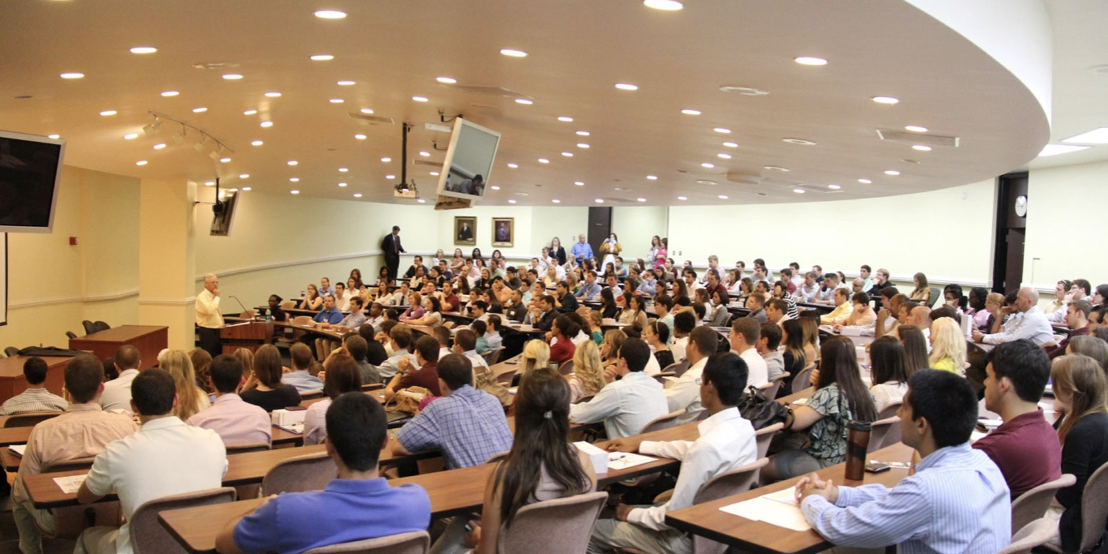 A large group of people in a room.