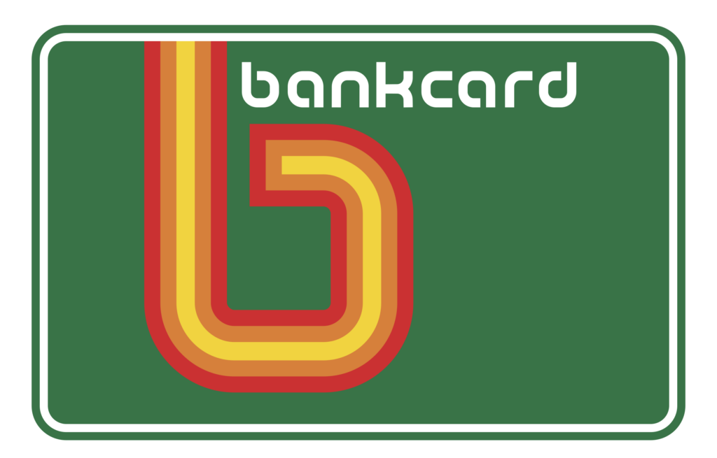 A green background with the word bankcard in front of it.