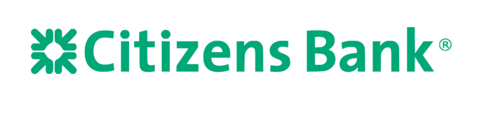 A green and black logo for citizens bank.